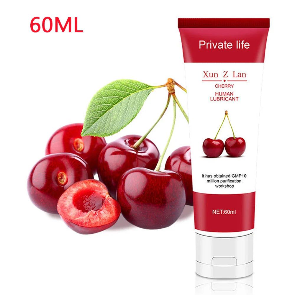 60ml Water-based Sex Lubricant Strawberry Cherry Flavor For Session Relieve Dryness Adults Lube Adult Gel