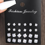 36 Pcs Simple Shiny Rhinestone Stud Earrings Set for Women Fashion Crystal Zircon Pearl Earring New Jewelry Accessories Gifts