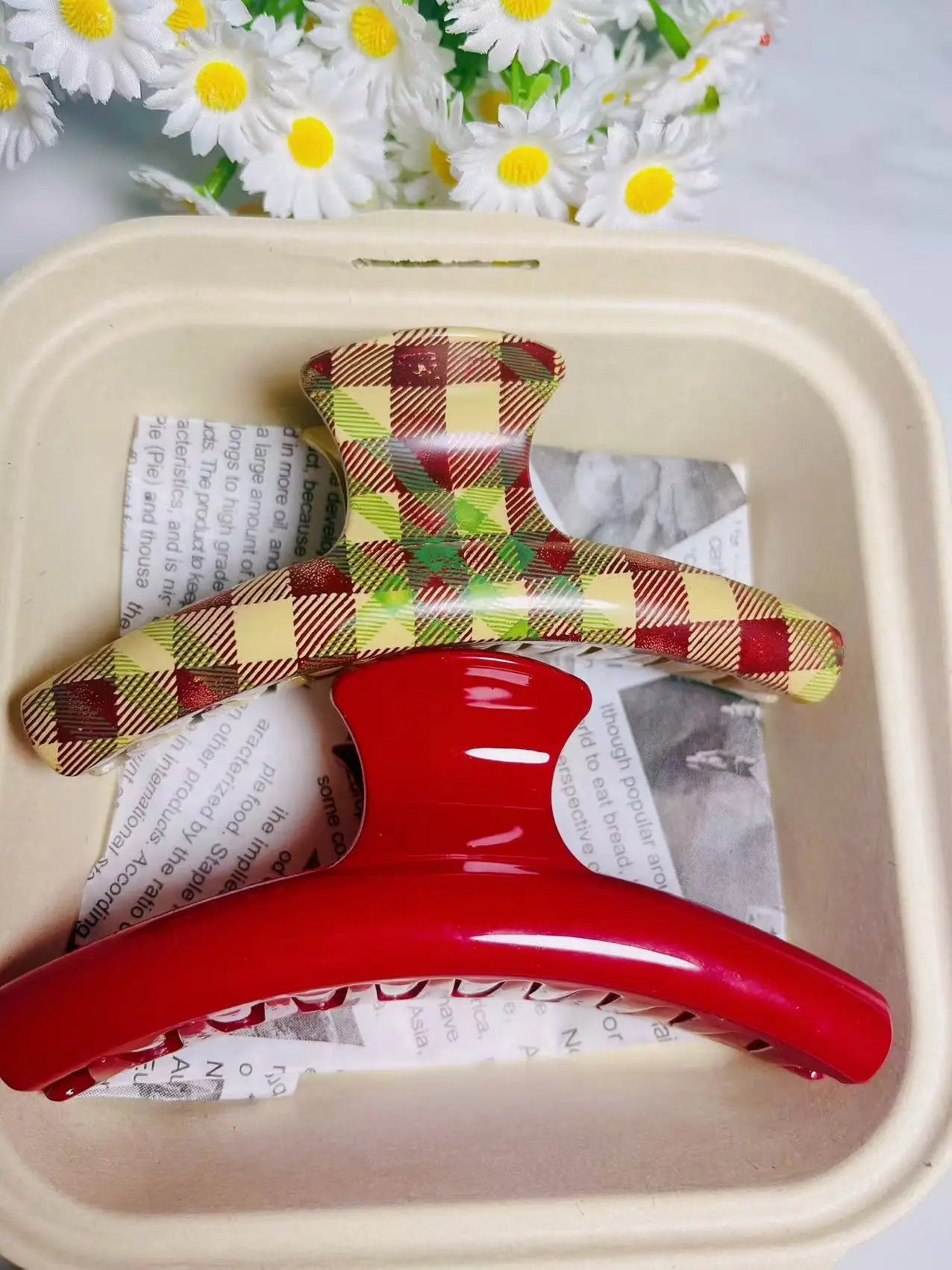 2Pcs/set Vintage Blue Polka Dot Red Bow Hair Clip Shark Claw Clamp Hairpin Barrette Korean Hair Headwear Accessory For Women