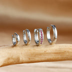 4PCS Set Stainless Steel Huggie Minimal Hoop Earrings 6/8/10mm Crystal Zirconia Helix Tragus Cartilage Earrings Piercing Jewelry