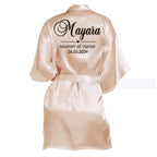 Customized Name Date Wedding Bathrobe Faux Silk Bridal Robe Bride Bridesmaid Wedding Robes Woman Bachelorette Hen Party