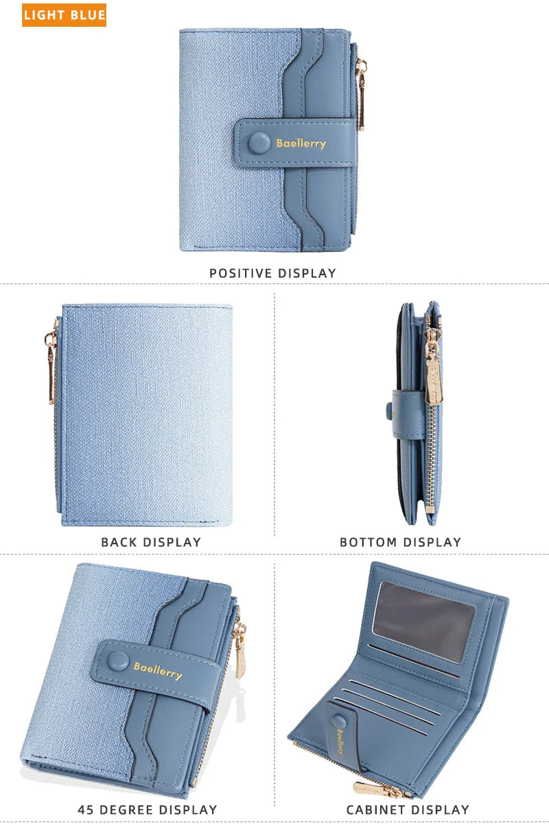 Baellerry High Quality Women Wallets New Simple Short Card Holde Brand Female Purse Photo Holder Coin Pocket Zipper Women Wallet