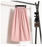 2025 Summer Female Fashionable Versatile Solid Skirts High Waisted Mid Length A-line Plus Size Skirt Split Wrap Body Skirt