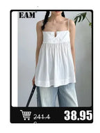 EAM 2024 New Fashion Winter Stand Collar Irregular Long Type Black Cotton-padded Clothes Loose Coat Black Jacket Woman YA771