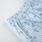 Combhasaki Women Summer Y2K 2Piece Pajamas Loungewear Set Plaid Floral Print Button Camisole Crop Tops +Elastic Low Waist Shorts