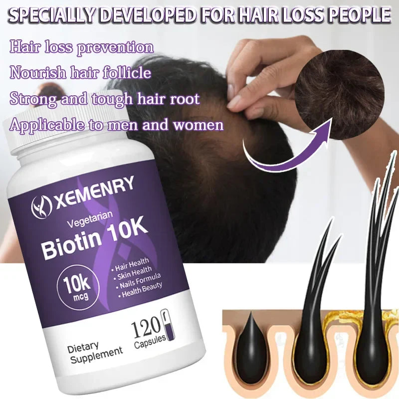 Biotin 10,000mcg - with Coconut Oil Vitamin for Hair Growth, Natural Hair, Skin and Nails - Non-GMO