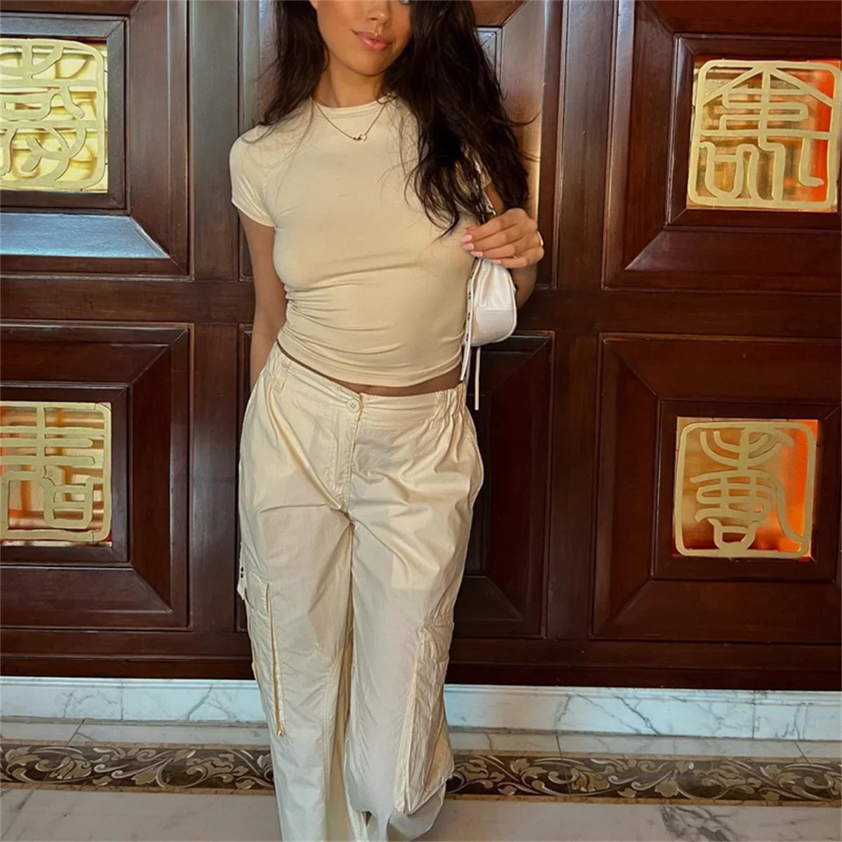 2025 Spring New Short Sleeve T-Shirt Women Solid Simple Casual Soft All-Match Hot Basic Crop Tops Tees Summer Fashion Slim Fit T