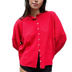 Combhasaki Women's Y2K Chic Solid Color Knitwear Cardigan Fuzzy Long Sleeve Button-down Front Closure Loose Fit Basic Sweaters