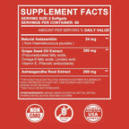 Astaxanthin 24mg - with Ashwagandha, Grape Seed Oil Extract - for Joint, Brain, Immune and Heart Support Diet