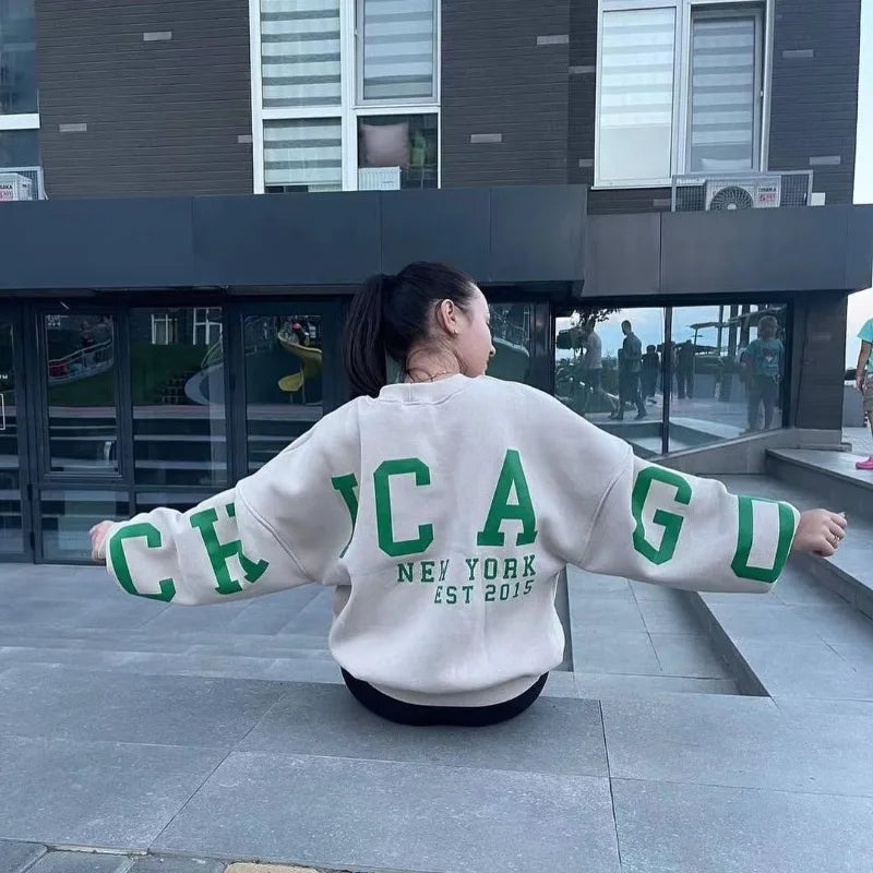 American Fashion Brand Harajuku Retro Letters Fashionable Loose Hoodie Women Street Hip-hop Punk Y2K Casual Oversized Sweatshirt