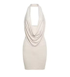 2025 New Diamond Pasted Solid Color Mini Dress Women Fashion Deep V-neck Strapless Dresses Female Trend Streetwear Clothing