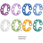 2022 Summer Colorful Ring Set Wholesale Fashion Geometric Chain Candy Color Irregular Opening Rings Women Party Finger Jewelry