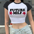 2023 Sexy T Shirts Future Milf Star Fashion Women Crop Top Harajuku Streetwear Outfits Summer Sexy Party Femme Y2k Women Clothes