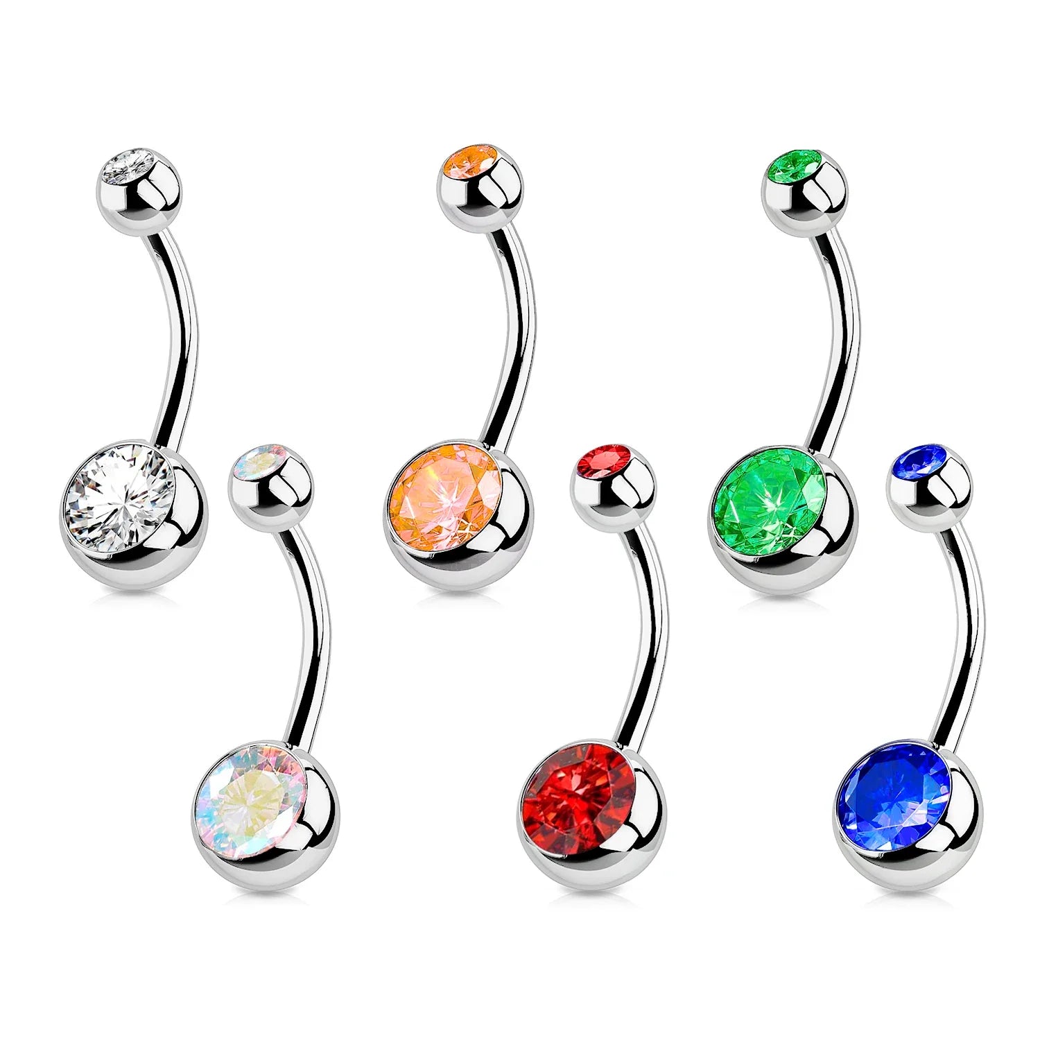 1PC G23 Titanium Crystal Gem Curved Barbell Rings Belly Button Navel Rings Piercings Nombril Ombligo Piercing Charming Jewelry