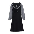 2025 New Spring Autumn Wear Temperament Small Flavor Style Slim Skirt Doll Collar Fashion Dress Women