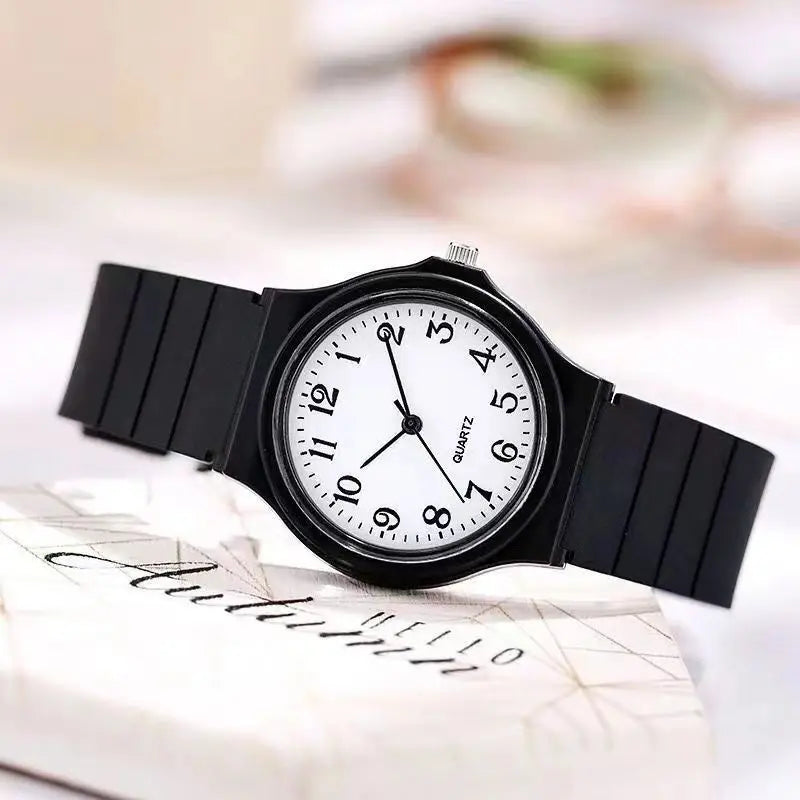 Casual Exam Watch Silicone Strap Simple Women Watch Student Ladies Quartz Wristwatch Waterproof Round Small Dial Clock for Girls