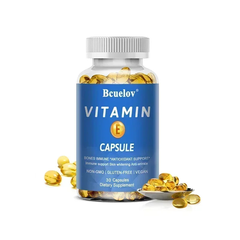 Bcuelov Vitamin E Softgels, Antioxidant Supplements, Easily Absorbed - Supports Skin, Heart & Immune Health Capsules, Non-GMO