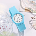 Casual Exam Watch Silicone Strap Simple Women Watch Student Ladies Quartz Wristwatch Waterproof Round Small Dial Clock for Girls