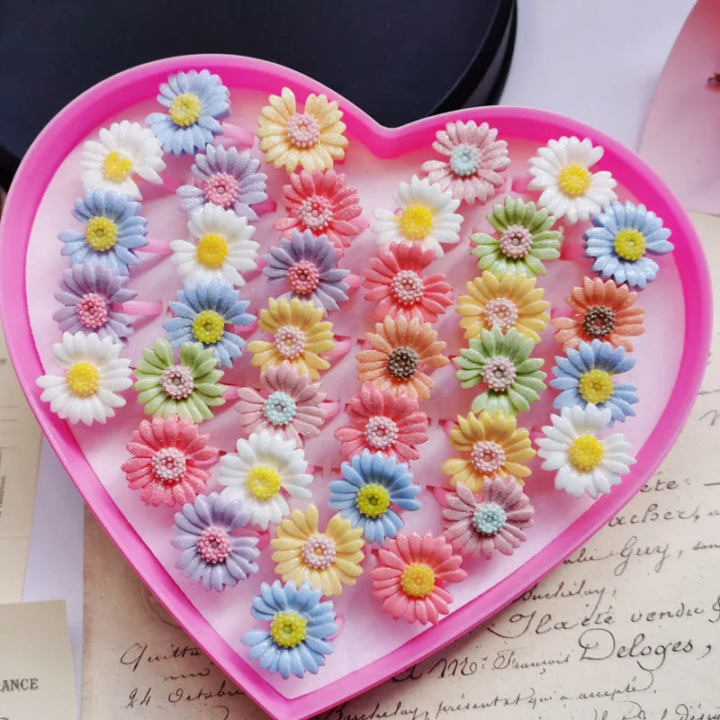 10pcs/lot Children's Cartoon Rings Candy Flower Animal Bow Shape Ring Set Mix Finger Jewellery Rings Kid Girls Toys Anillo