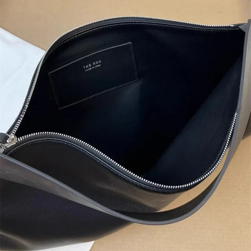 Envelope Bag Vintage Niche Wind Genuine Leather Wide Shoulder Strap Armpit Bag Hundred Sheepskin Shoulder Bag Clutch Bag
