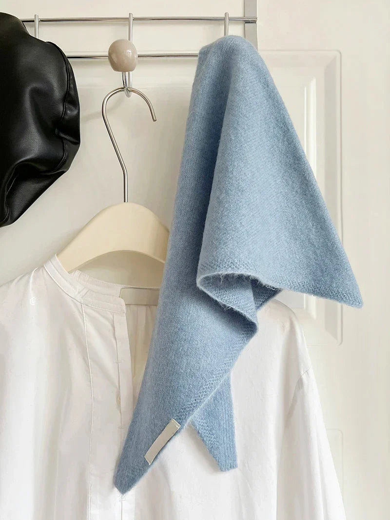 British Korean Style Niche Wool Knitted Triangular Scarf Women Headscarf Knitted Scarf Multi-functional Warm Knitted Scarf