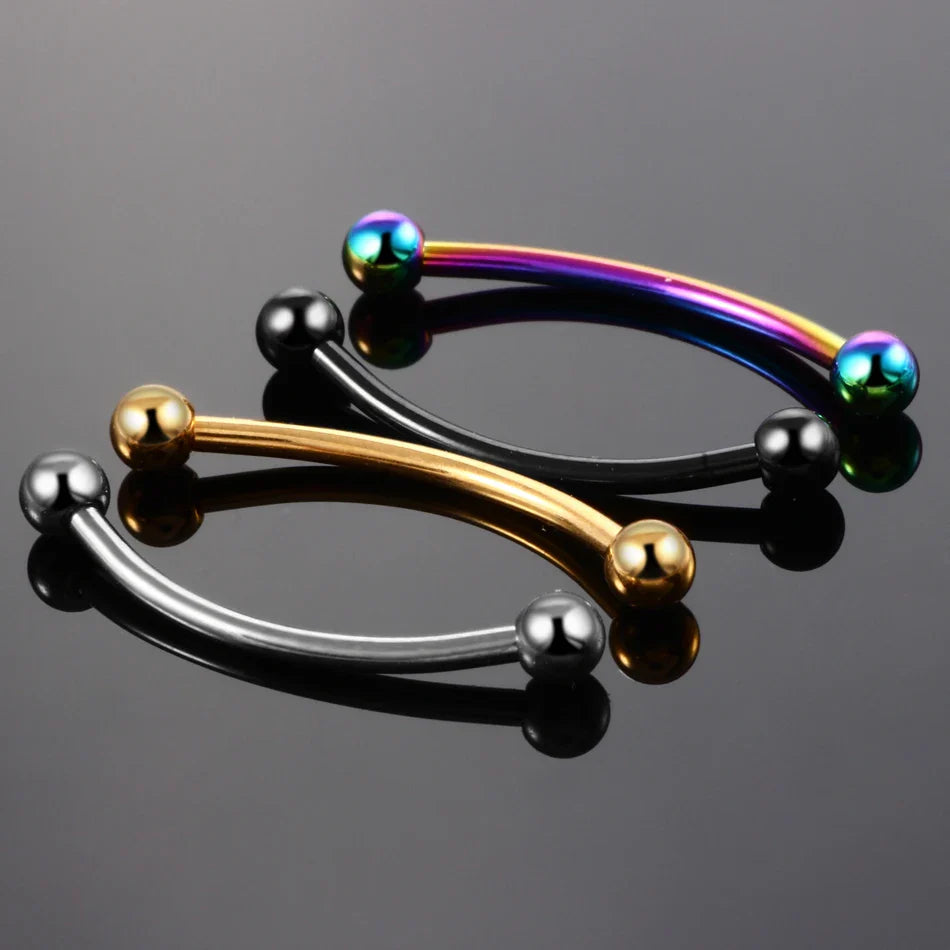 1PC 16G Titanium Snake Eye Tongue Barbell Curved Barbell Eyebrow Rings Snake Piercing Labret Lip Earrings Sexy Body Jewelry