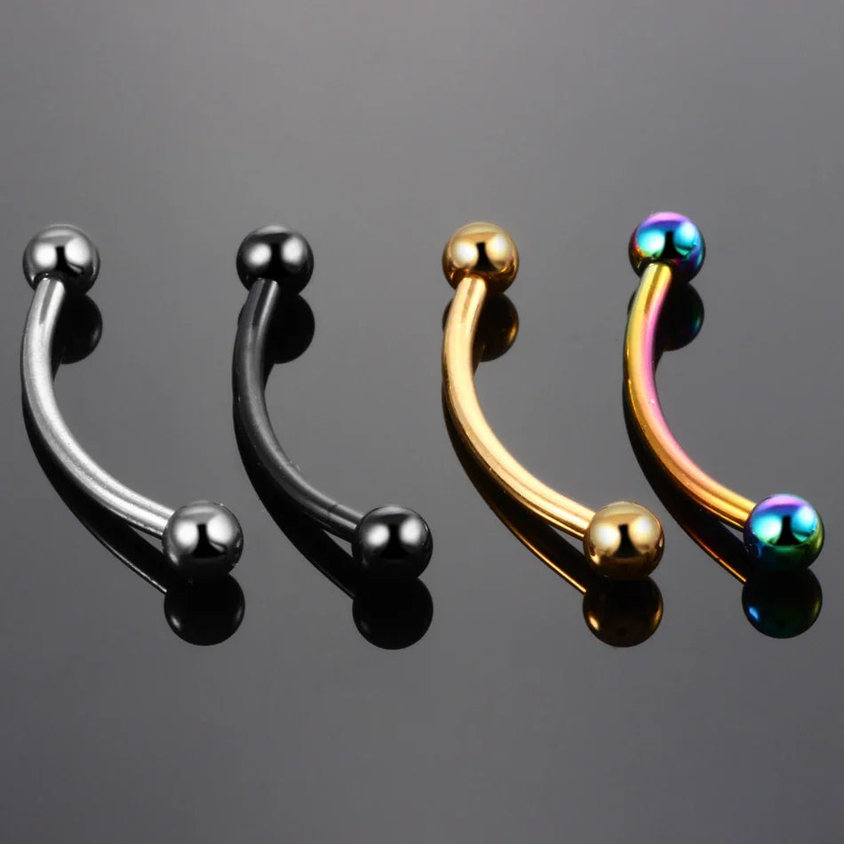 1PC 16G Titanium Snake Eye Tongue Barbell Curved Barbell Eyebrow Rings Snake Piercing Labret Lip Earrings Sexy Body Jewelry