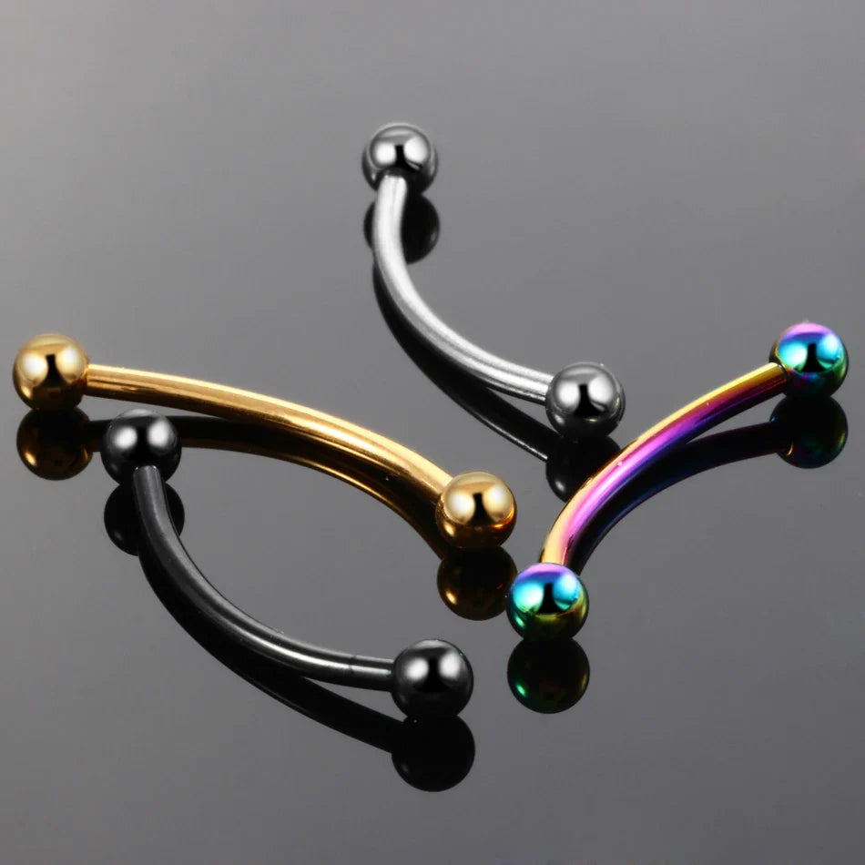 1PC 16G Titanium Snake Eye Tongue Barbell Curved Barbell Eyebrow Rings Snake Piercing Labret Lip Earrings Sexy Body Jewelry