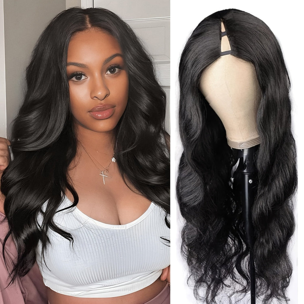 Body Wave V Part Wigs Human Hair 250% Density For Women Full Head Clip In Half Wig No Leave Out Body Wave Wig For Black Women